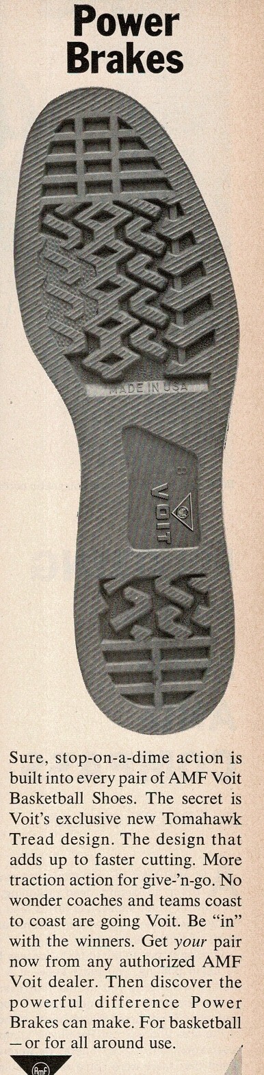 1966 AMF VOIT Basketball Shoes Sneakers Vintage Print Ad