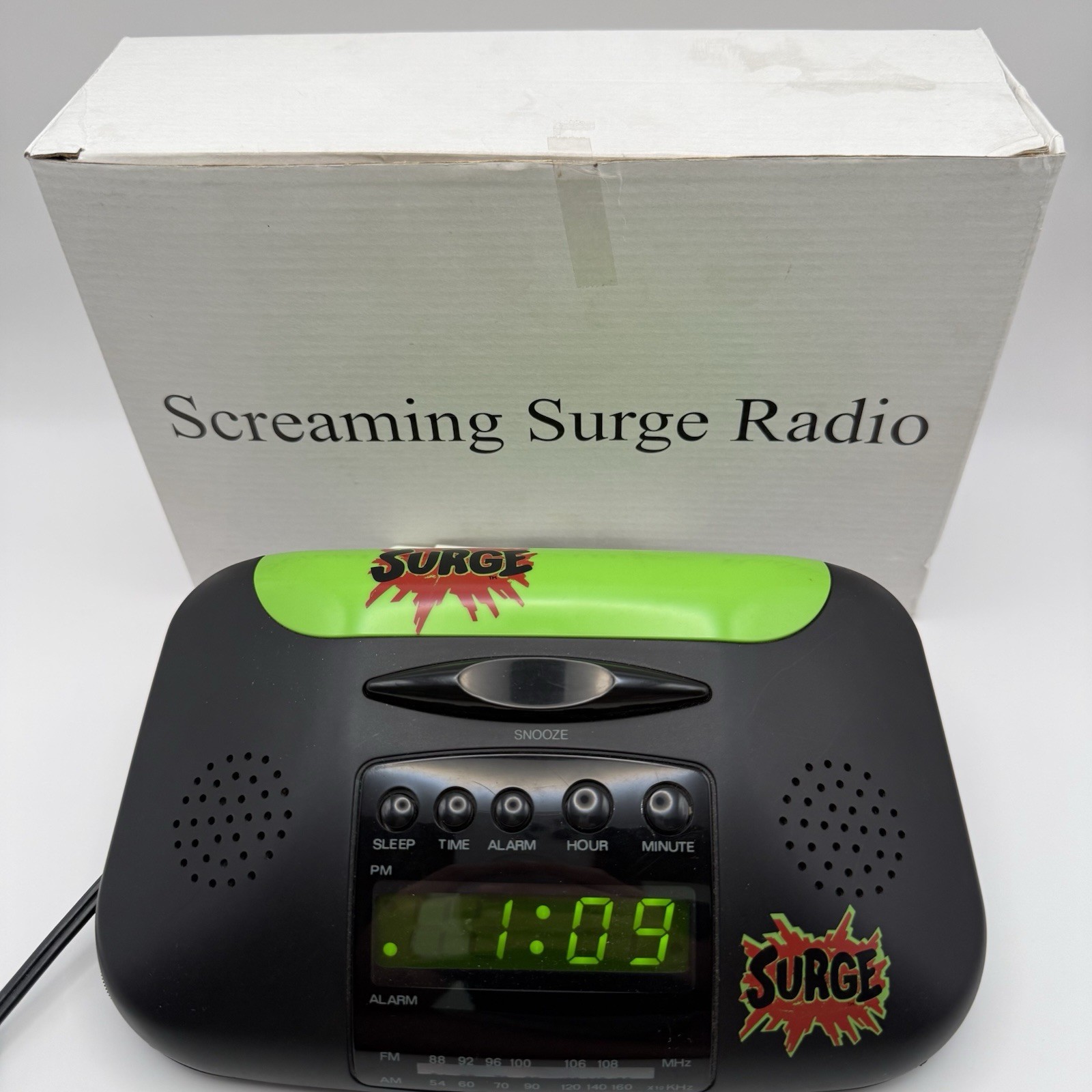 Rare Vintage Surge Soda Screaming Alarm Clock Radio Coca-Cola Promo With BOX