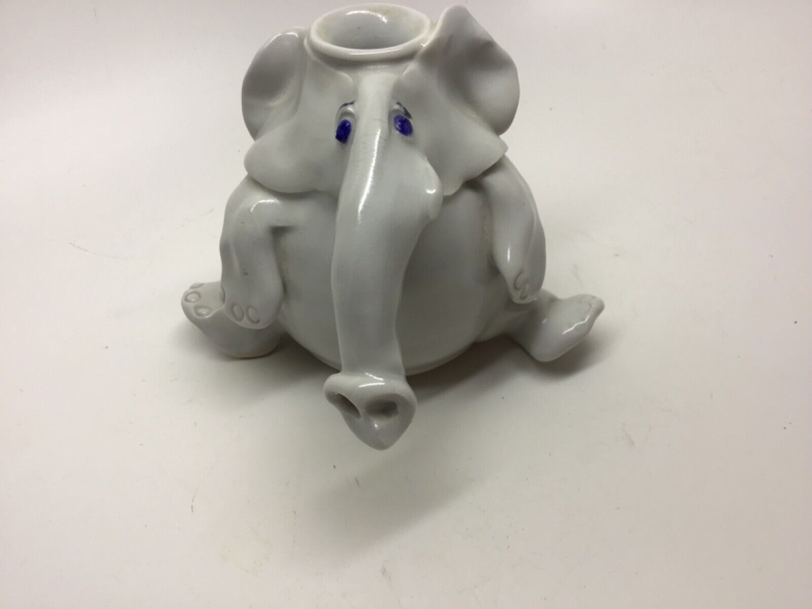 Handmade Glazed Art Pottery Whimsical ELEPHANT Vase - Artist Signed Emily