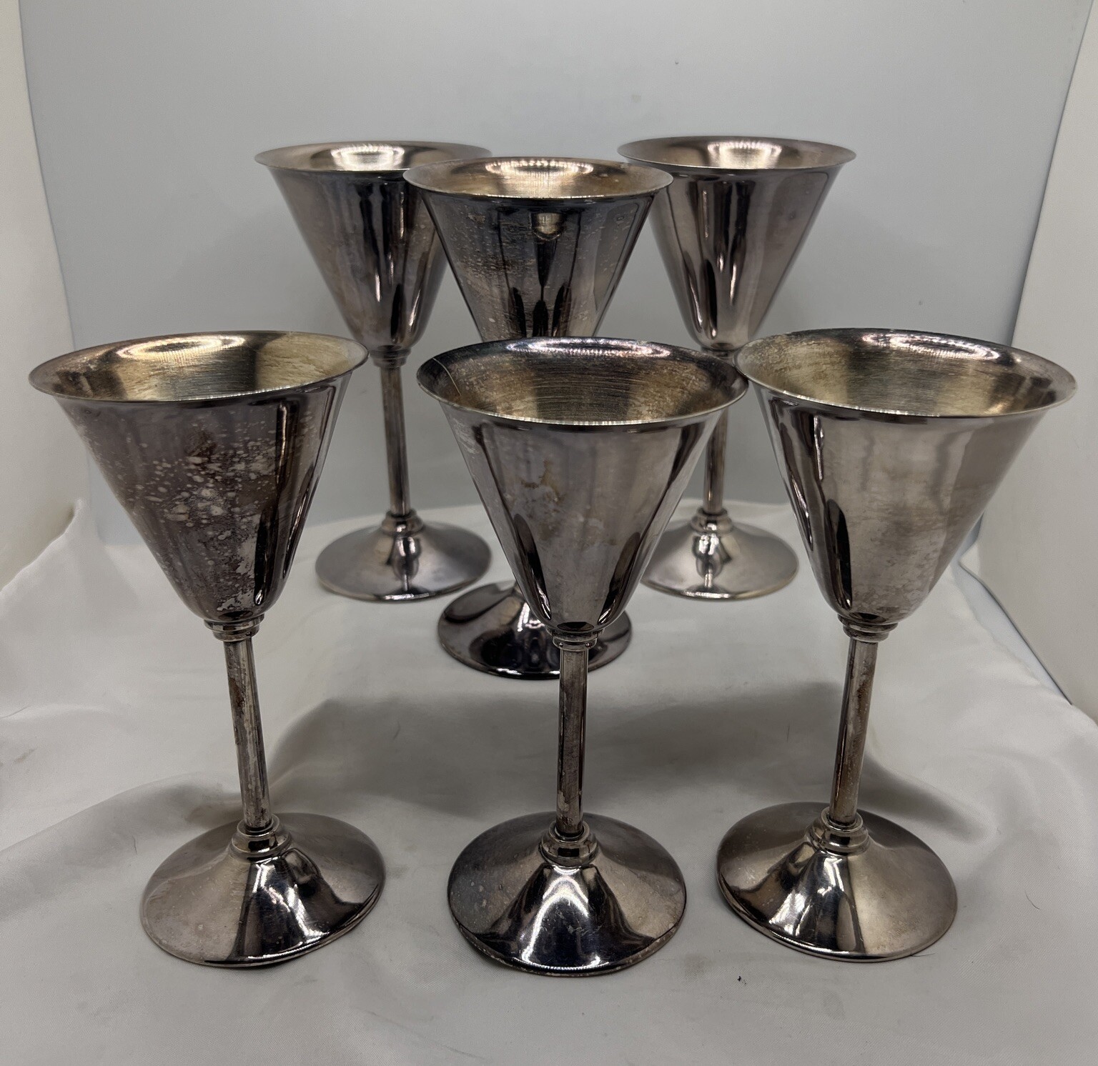 6 Vtg Bernard Rice\'s Sons, Inc Apollo EPNS Cocktail Glasses Cup Wine #5025