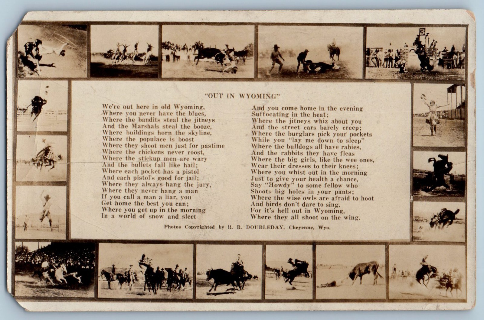 c1940\'s Out In Wyoming Poem Doubleday Cheyanne WY RPPC Photo Vintage Postcard c1940\'s Out In Wyoming Poem Doubleday Cheyanne WY RPPC Photo Vintage Postcard