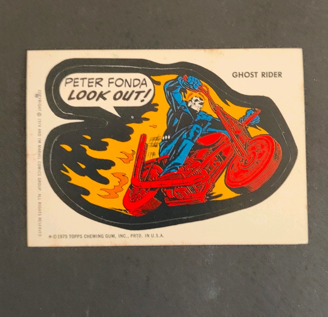 1975 Topps Marvel Super Hero Sticker Ghost Rider rookie card