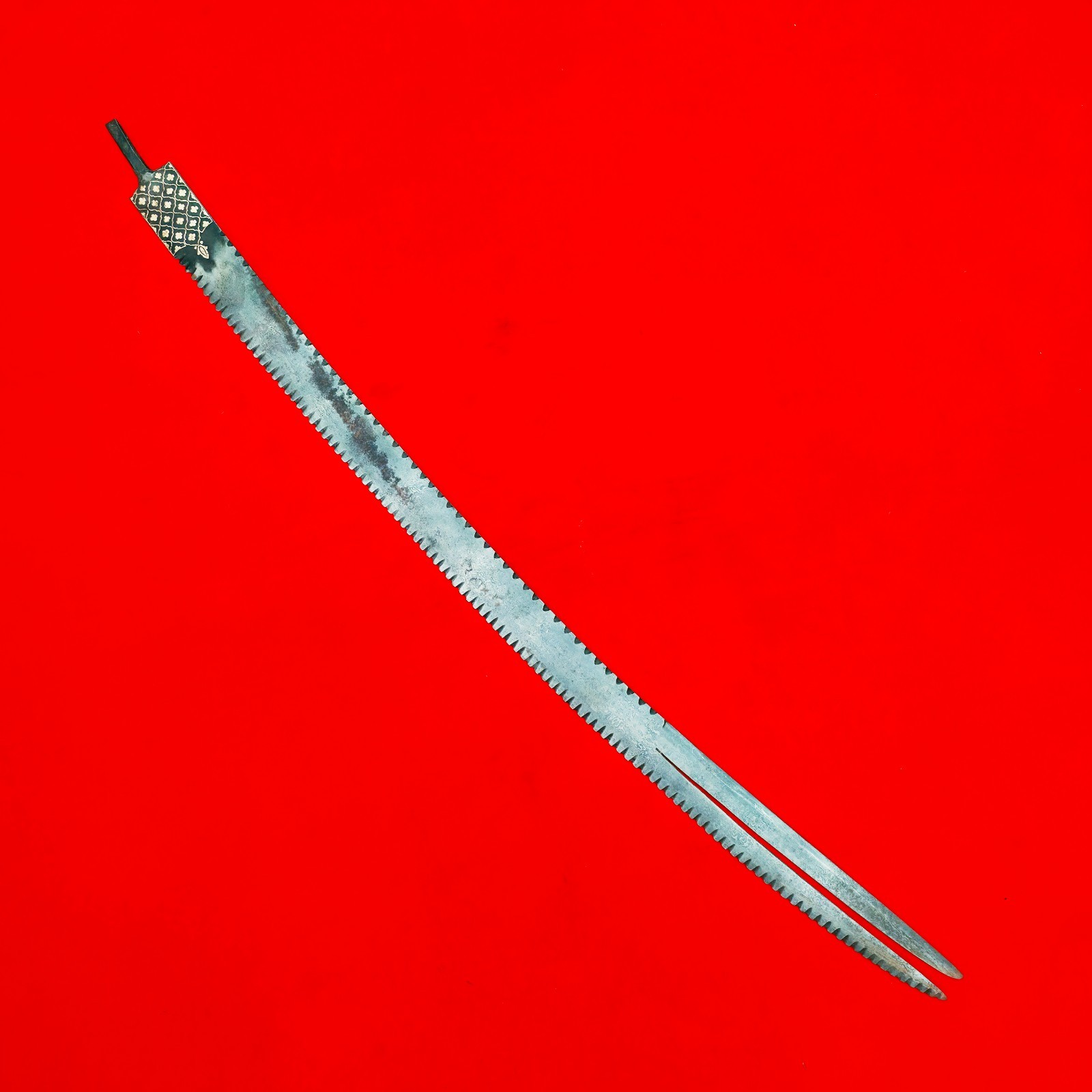 Old Indo-Persian Mughal Islamic Gold Koftgari Damascus Zulfiqar Sword Shamshir