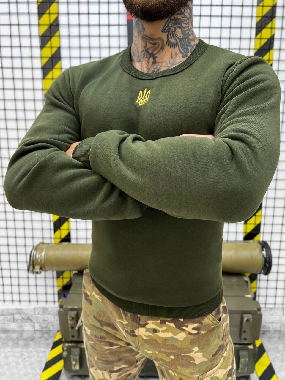 Men's tactical jacket olive on fleece with a trident of Ukraine, Men's   M L  XL