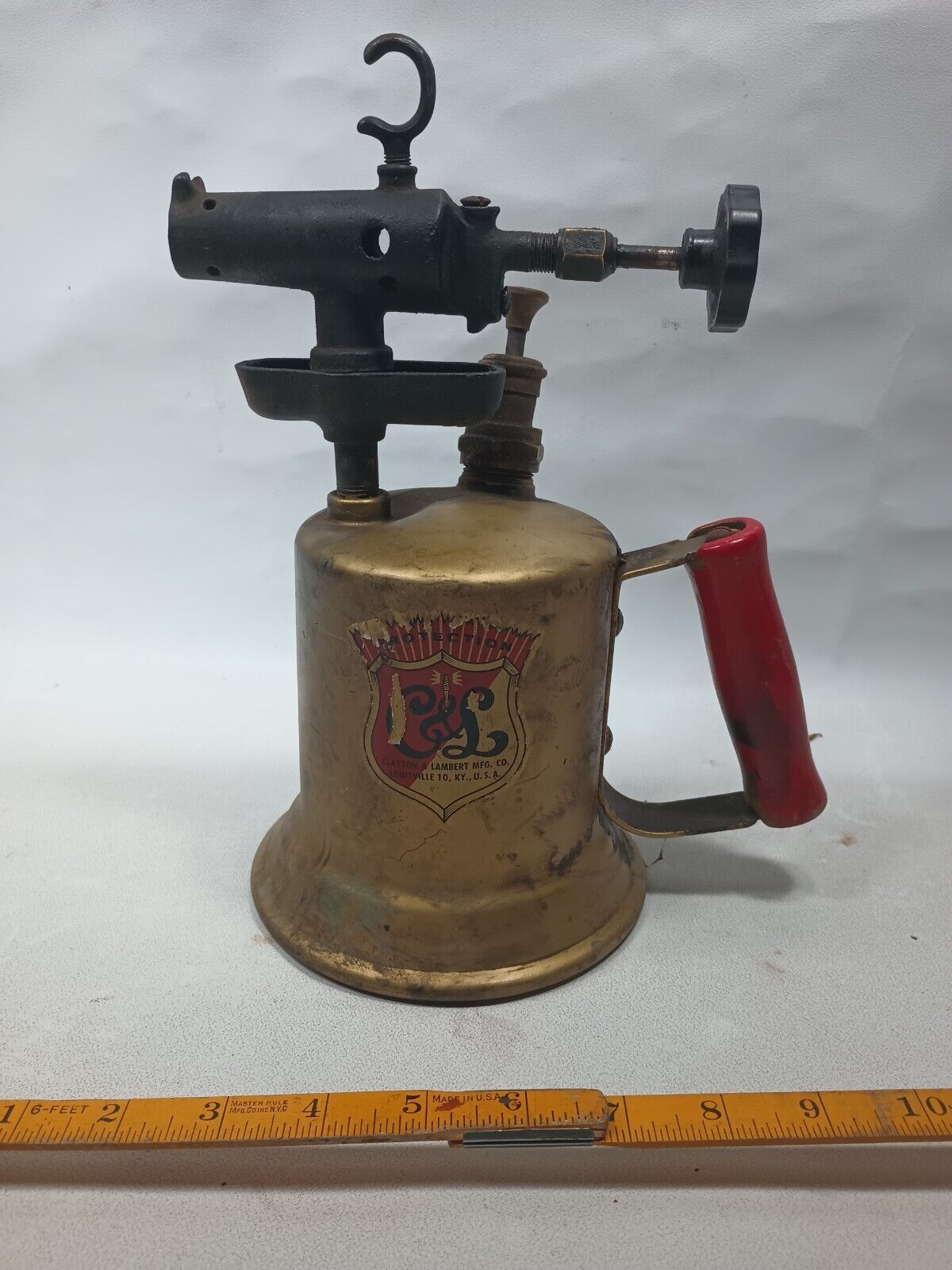 Vintage Antique Clayton & Lambert Co Brass Blow Torch unpolished patina os7