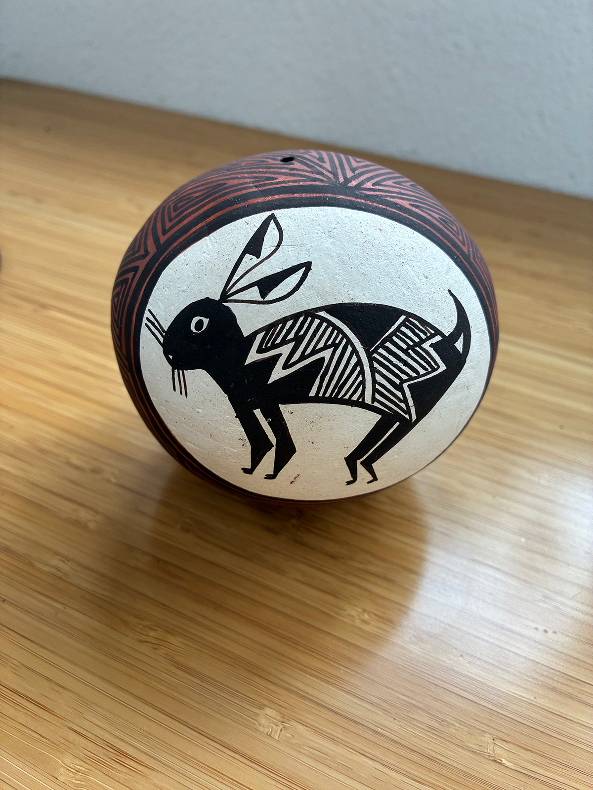Acoma Polychrome Pottery Seed Pot Signed Joyce Leno Native American