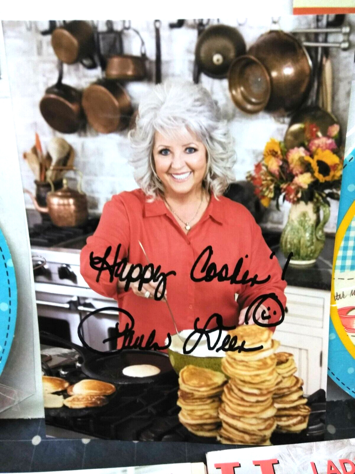 Paula Deen Kitchen Jar Gripper + Signed Autographed 4x6 Photo + 2x LHJ Magazines