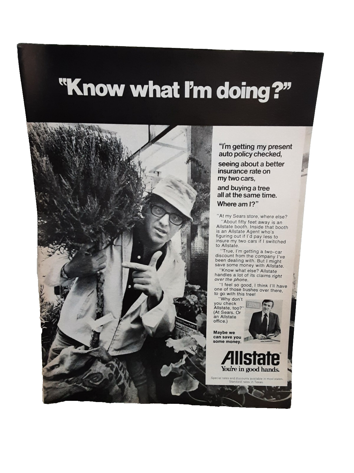 1973 Allstate Youre In Good Hands Insurance Original Print Ad 70s