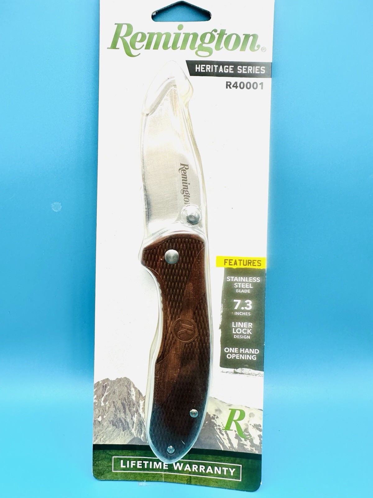 Remington 40001C Heritage Linerlock Knife Wooden Handles Lifetime Warranty