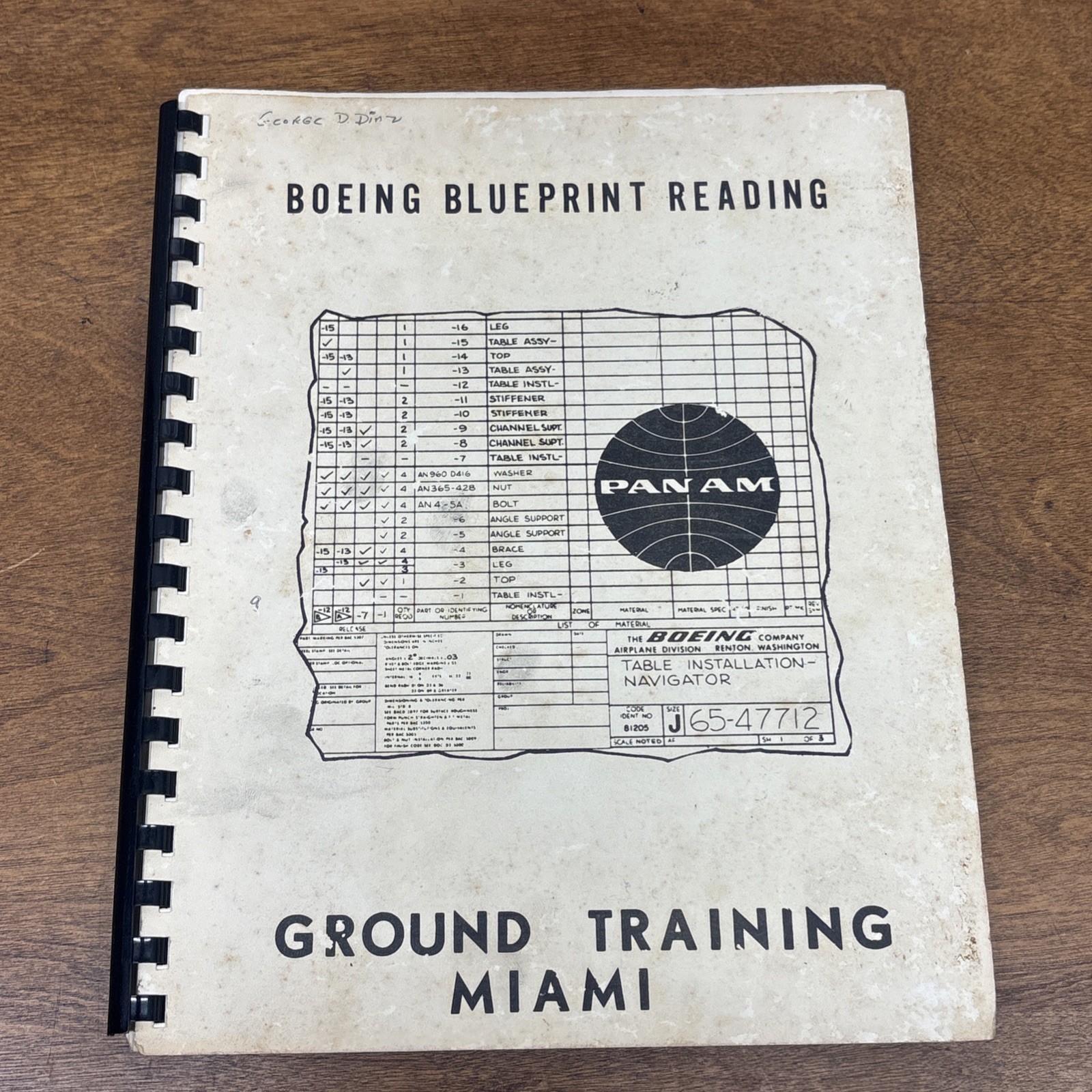 Vintage Boeing Airplane Blueprint Reading Ground Training Miami Manual 1969