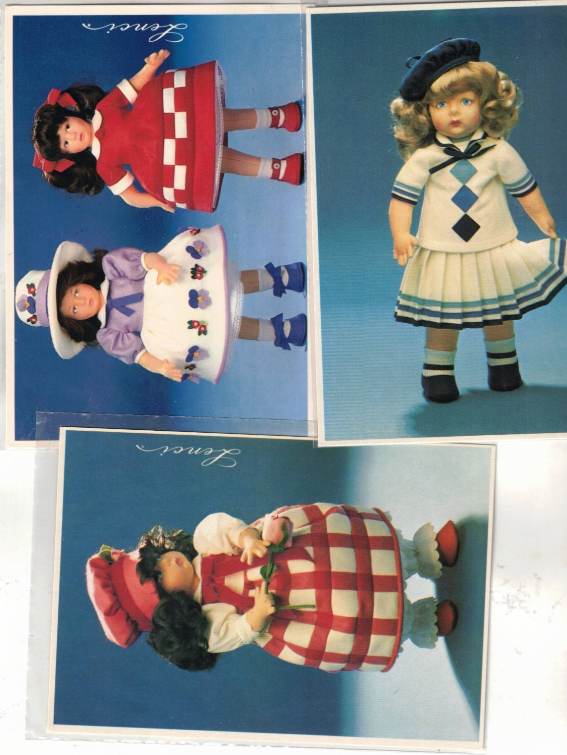 3 Vintage Lenci Doll Postcards Unused