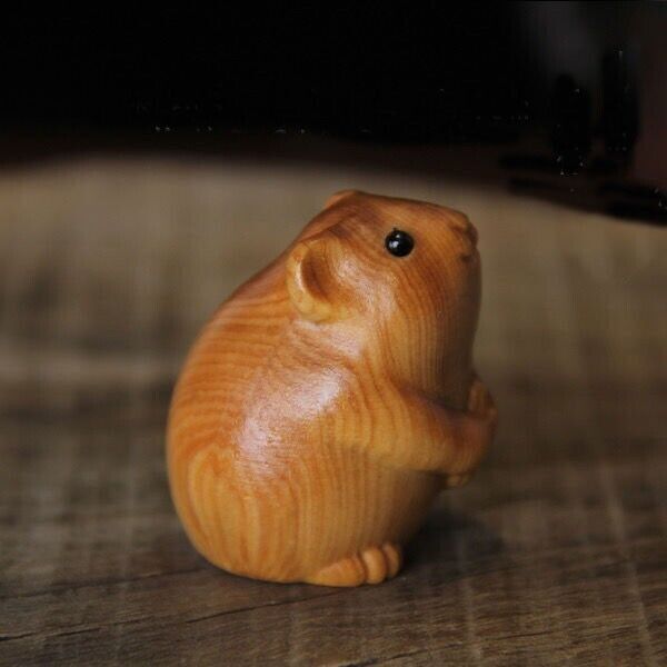 Cliff cypress Wood Carved Figurine Home Desktop Decoration Statue Animal Toys