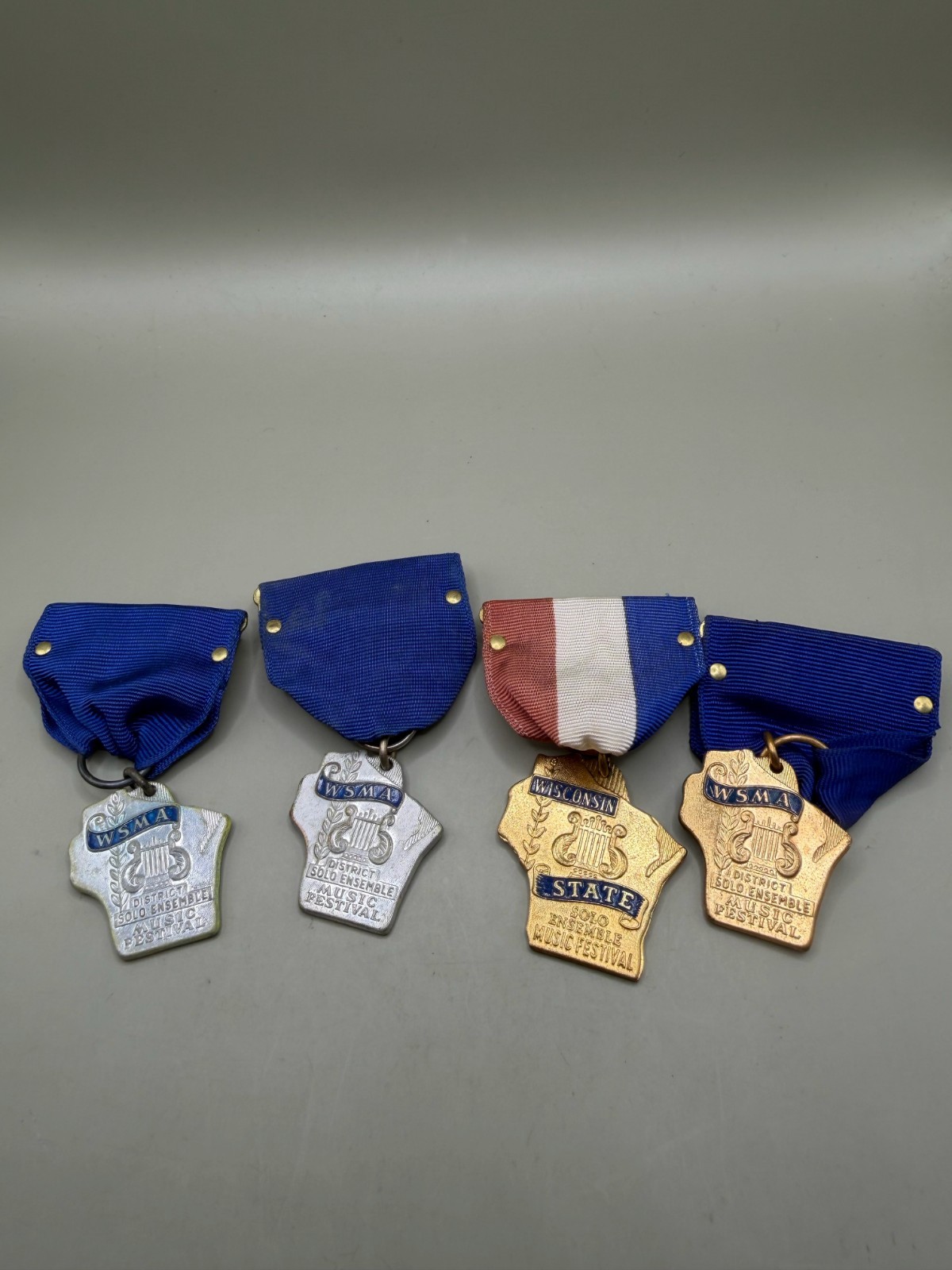 Lot of 4 Vintage WSMA Wisconsin Solo Ensemble Music Medals State District
