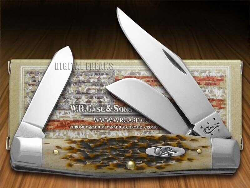 Case xx Knife Large Stockman Jigged Amber Bone Carbon Steel Pocket Knives 00204