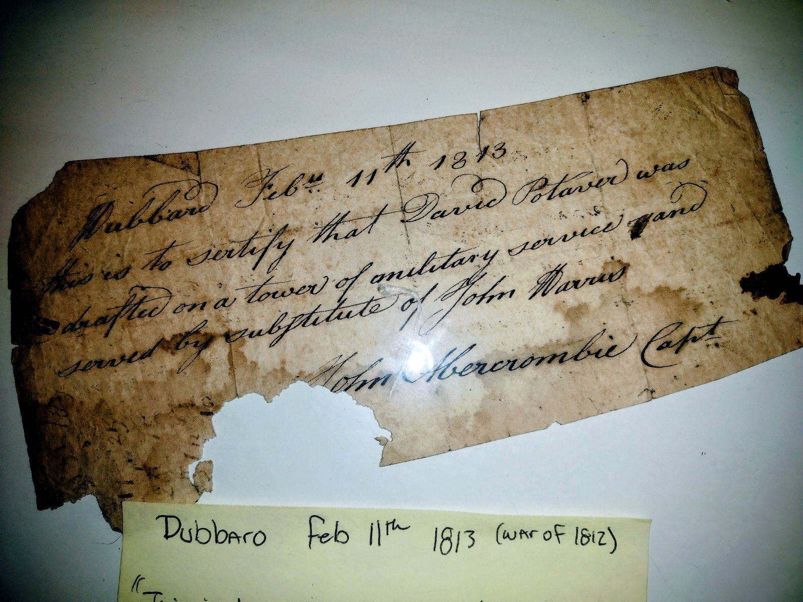 Rare War Of 1812 Draft Replacement Signed Captain John Abercrombie Letter 