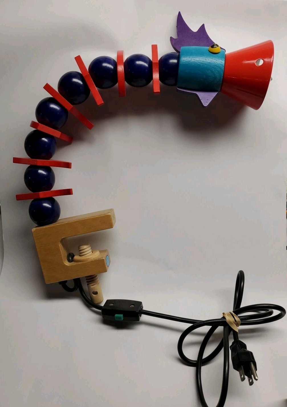 Cool Vintage Postmodern HABA Adjustable Clamp Creature Serpent Desk Lamp 1980's