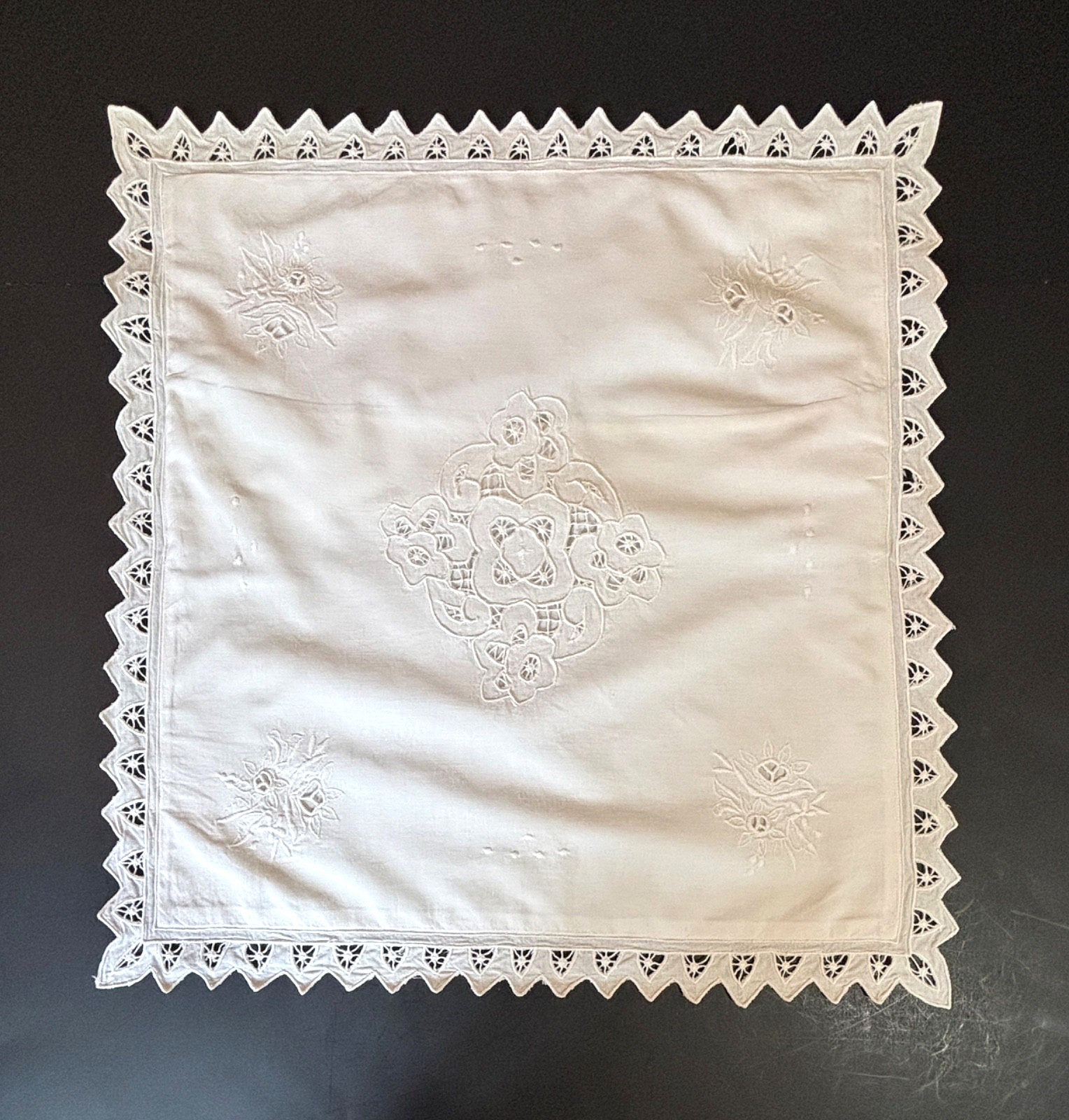 VTG Battenburg White Lace Accent Pillow Cover 17\
