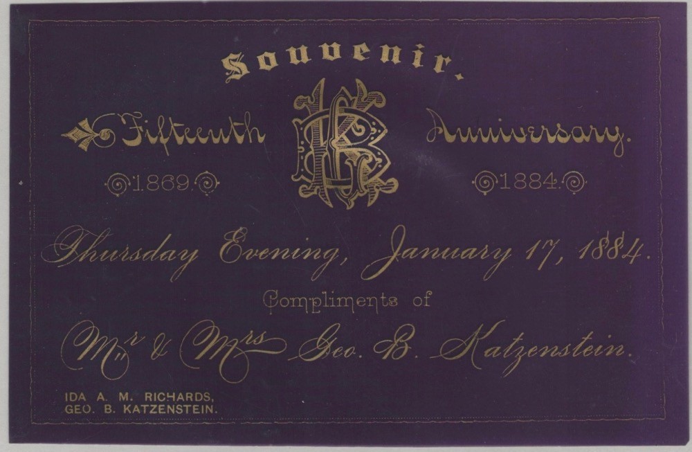 1884 Purple-Tinted Clear Celluloid California ‘Pioneer’ Wedding Anniversary Card