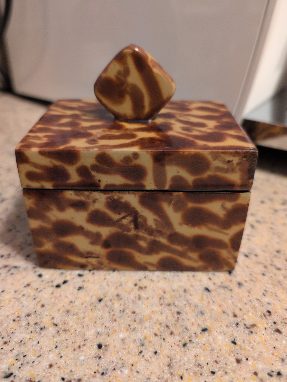 Vintage MCM Faux Tortoiseshel Trinket Box 