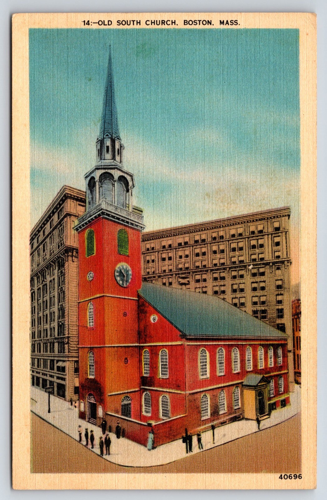 Old North Church Boston Massachusetts Vintage Linen Postcard Exterior View