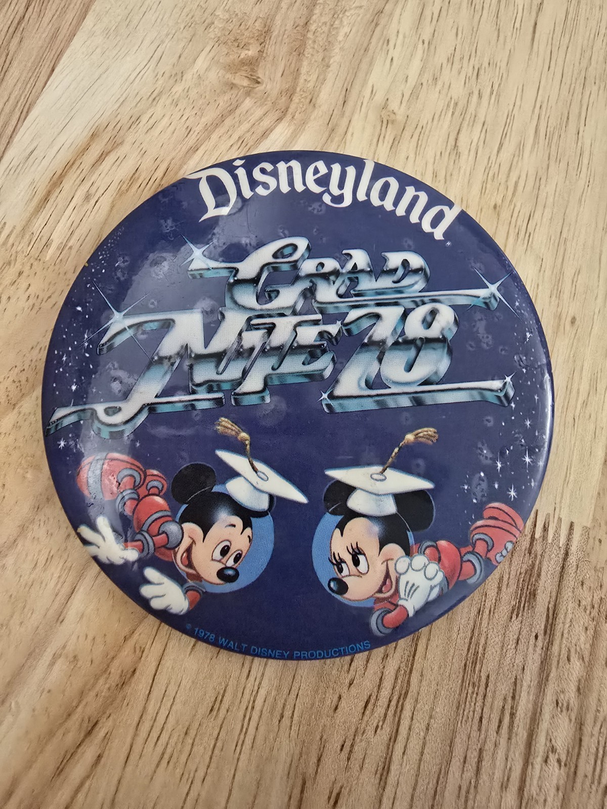 Vintage 1978 Disneyland Grad Nite 78 Mickey Minnie Mouse Button Pin Disney