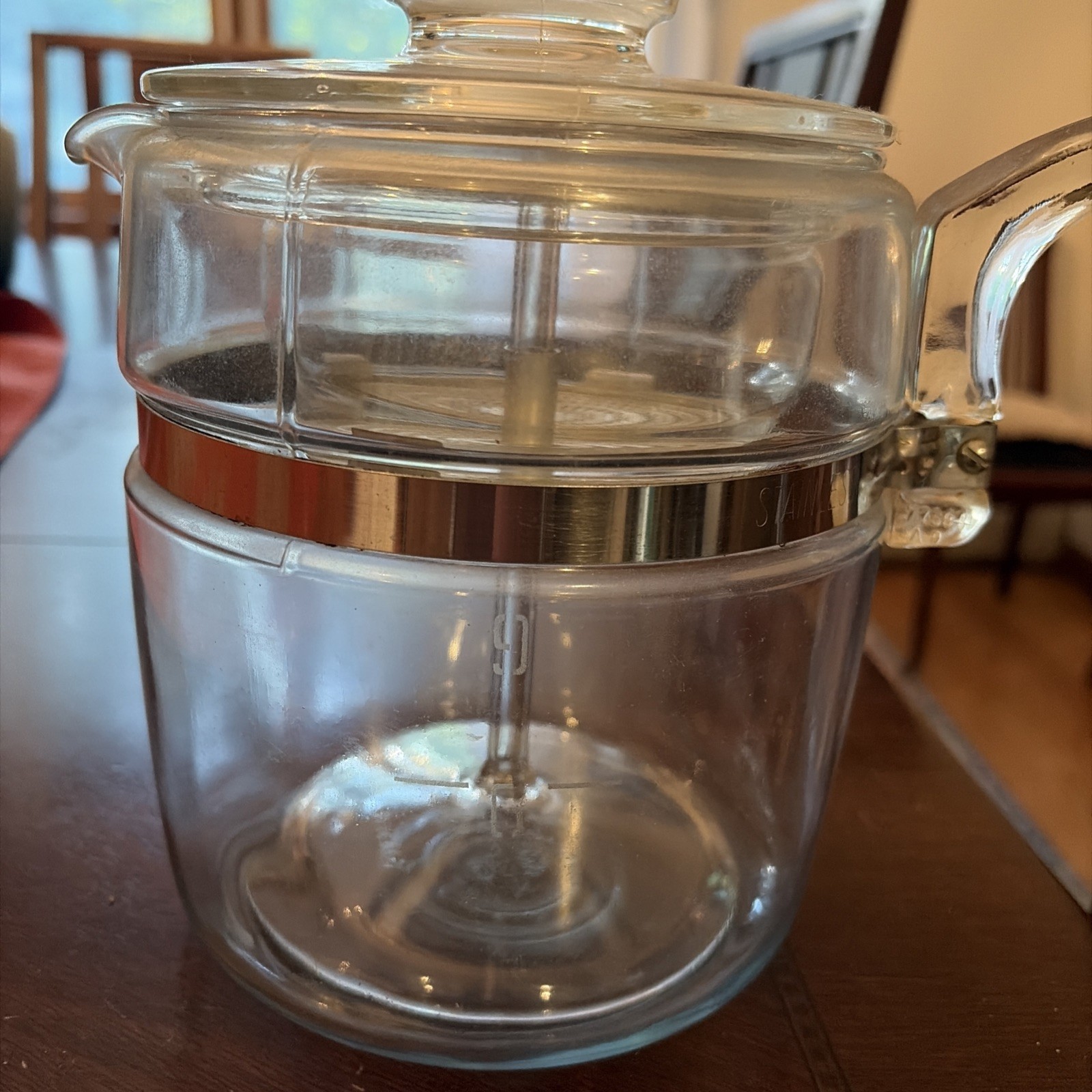 Vintage Rare 1948-1949 Pyrex Glass Percolator - Complete Set w/ Contour Handle