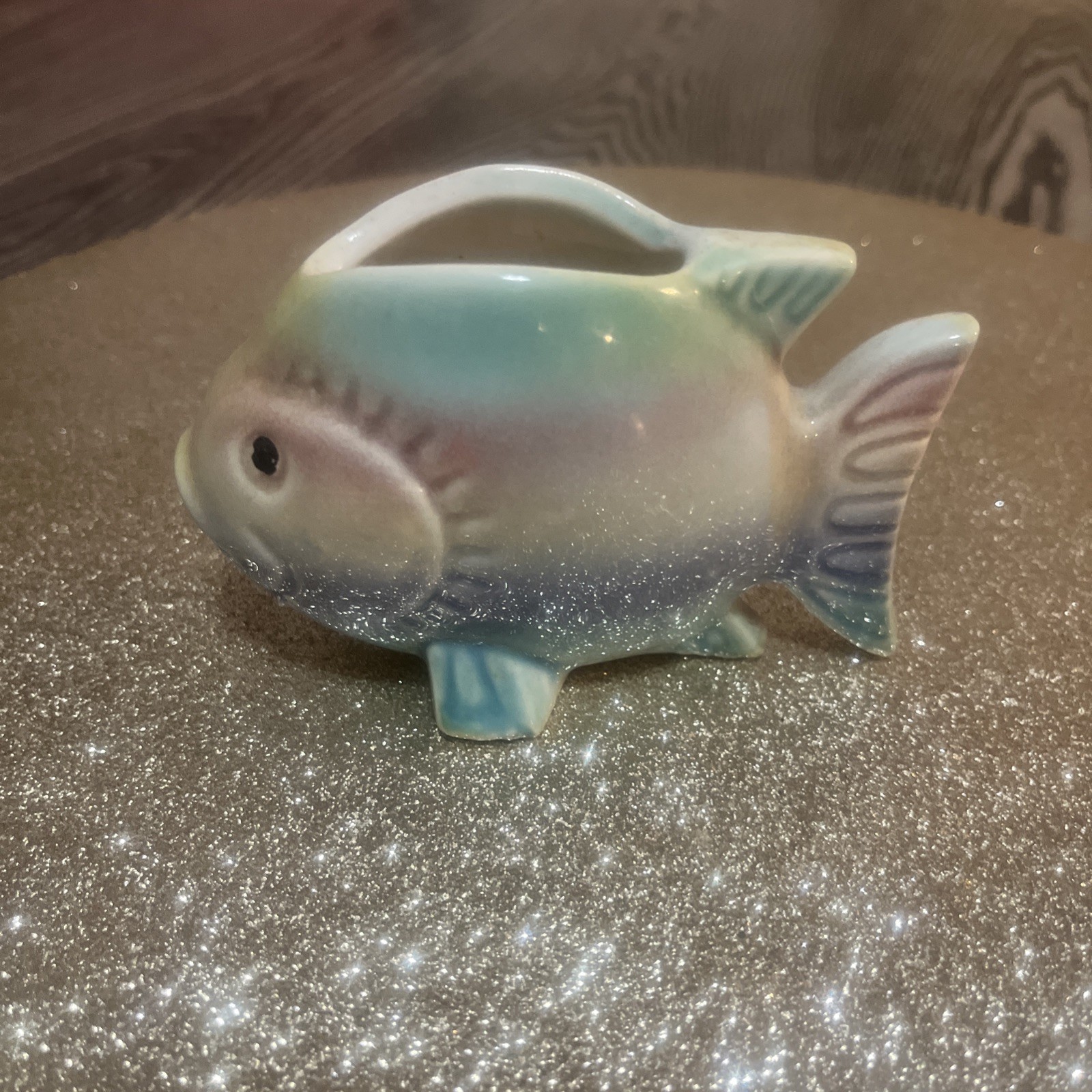 Vintage Ceramic MCM Pastel Fish Planter Vase