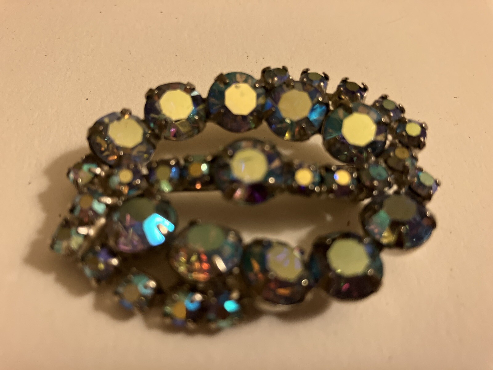 vintage estate AURORA RHINESTONE BROOCH