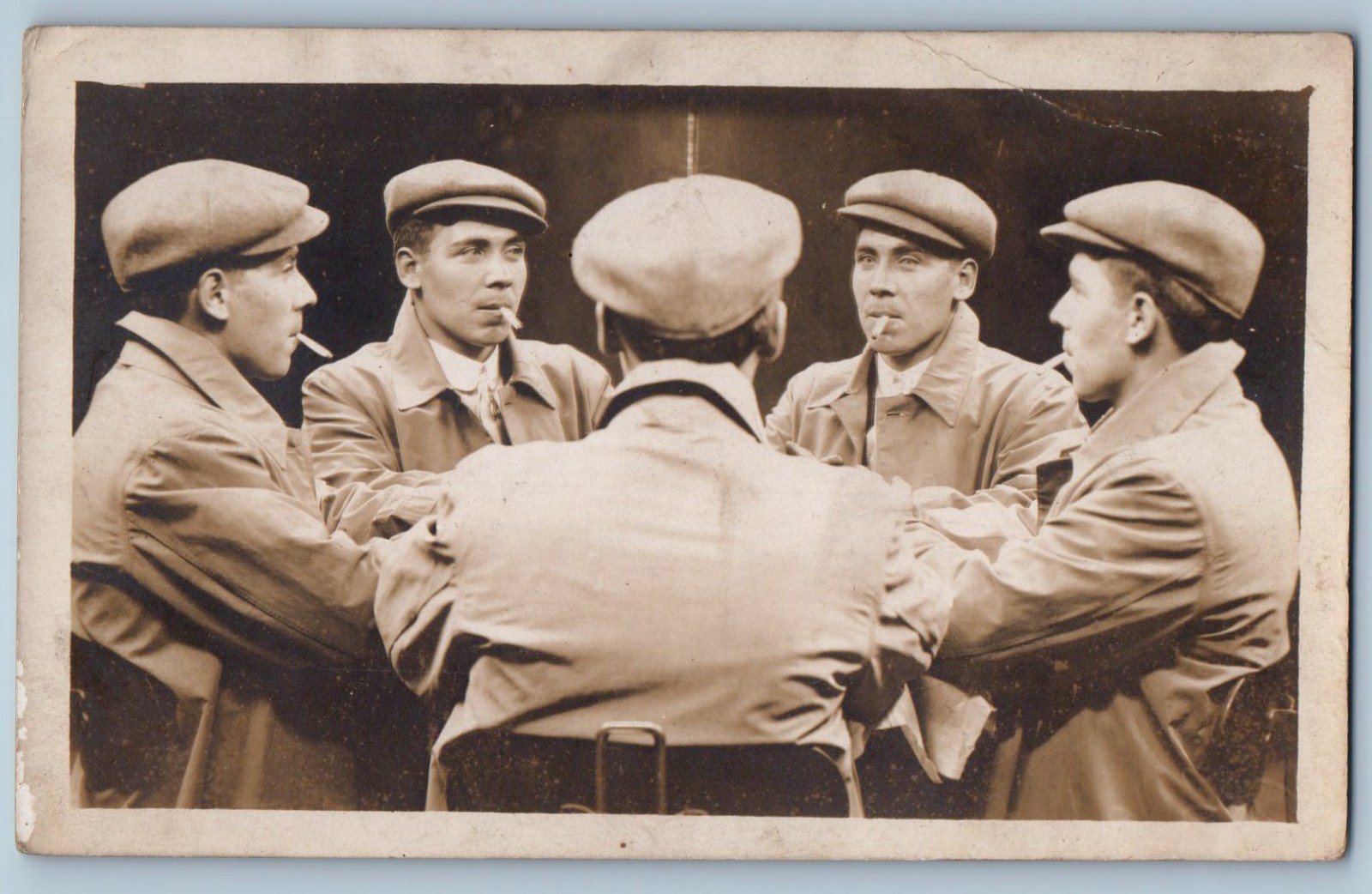 c1910\'s Trick Photography Mirror Smoking Men Cigarette RPPC Photo Postcard