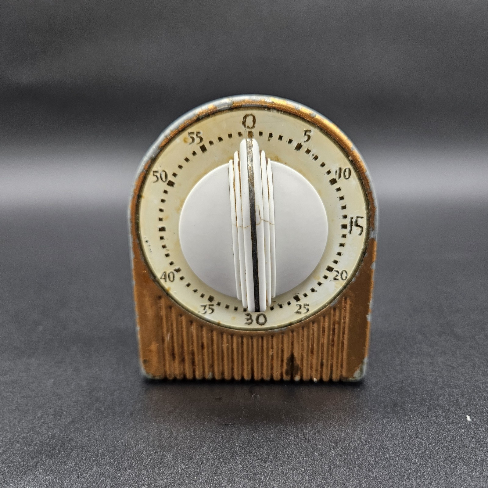 Vtg Lux Kitchen Timer 60 Minute Metal Gold Patina 50s Newton Newhaven Rare 