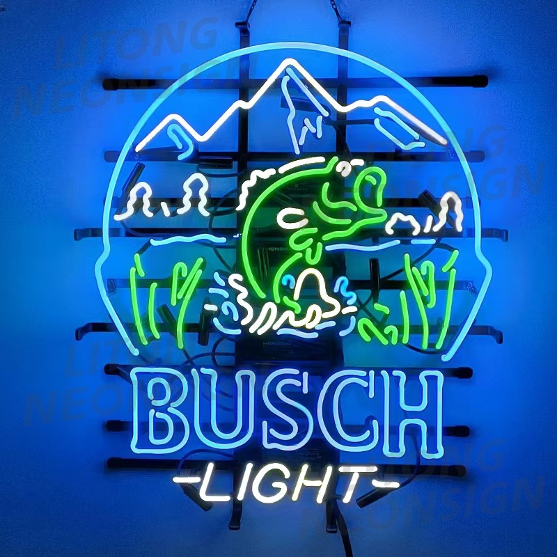 US STOCK Bass Fishing Buschs Light Beer Neon Sign 24\