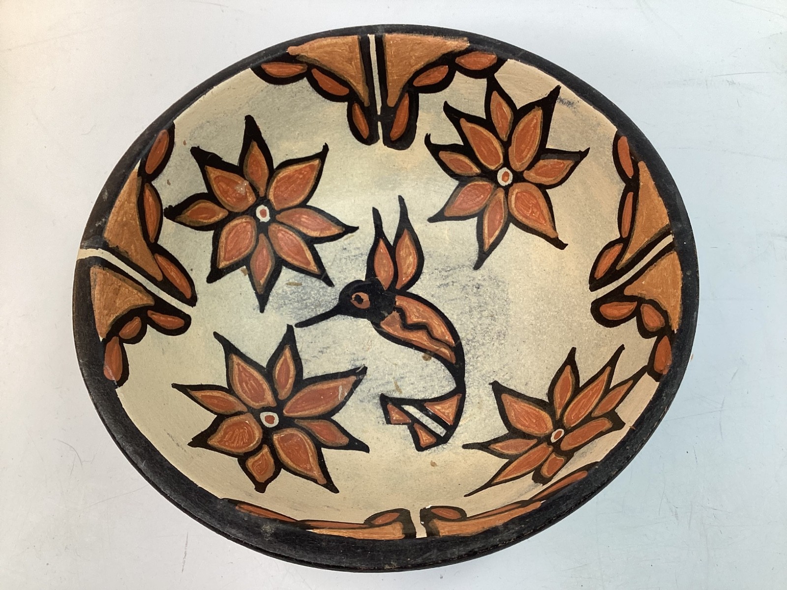 NATIVE AMERICAN SANTO DOMINGO KEWA HUMMINGBIRD POTTERY BOWL ROSE PACHECO-A2
