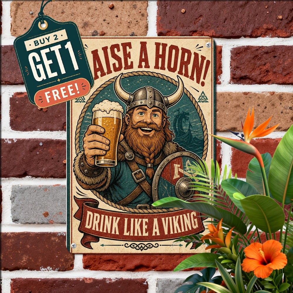 Skol Viking Beer Lager Nordic Traditional Brewery Bar Pub Metal Tin Sign Plaque