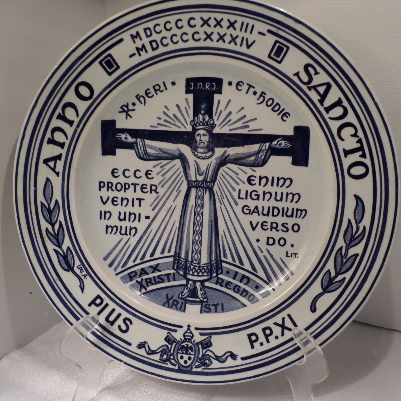 Petrous Regout De Sphinx Religious Plate Holland Italy L’Anno Santo 1934 Reduced