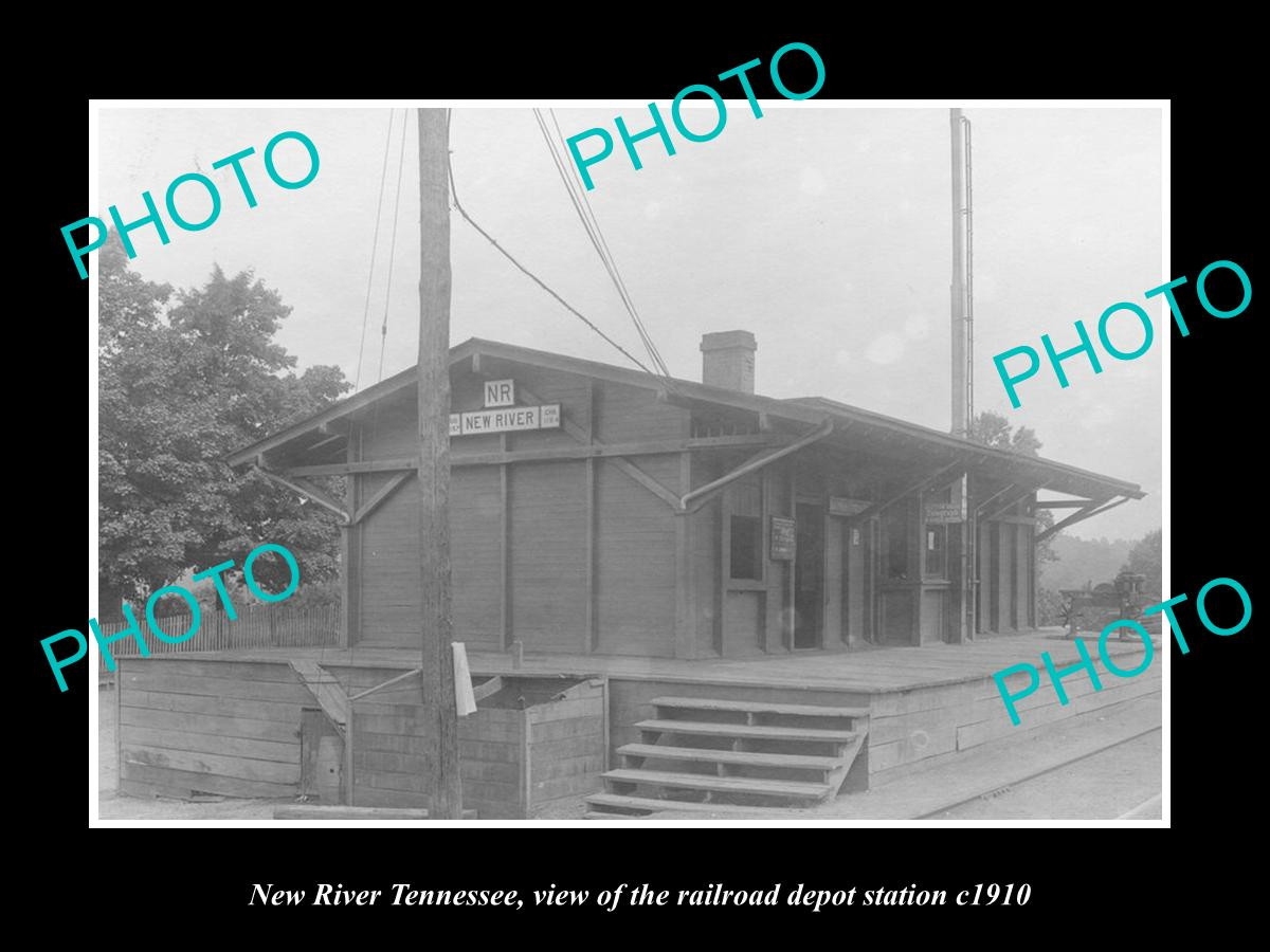 OLD 8x6 HISTORIC PHOTO OF NEW RIVER TENNESSEE RAILROAD DEPOT STATION c1910