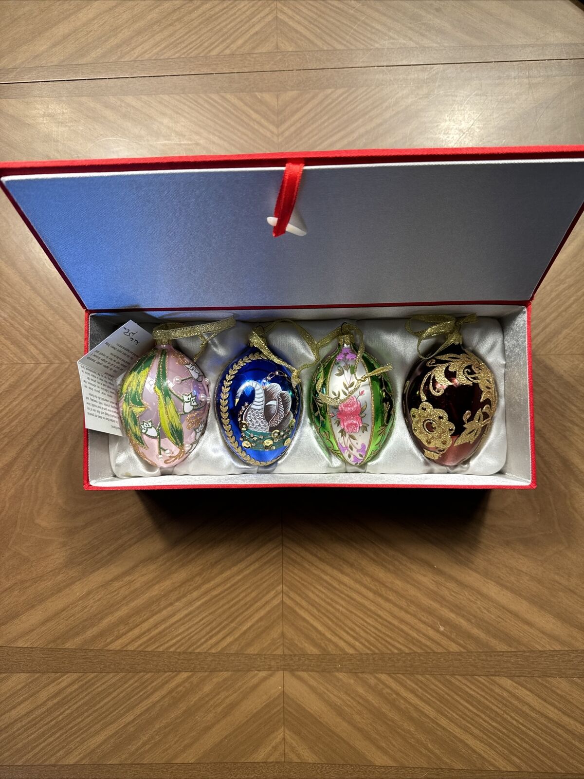 2017 Joan Rivers Classic Collection Set 4 Russian Egg Ornaments Faberge Inspired