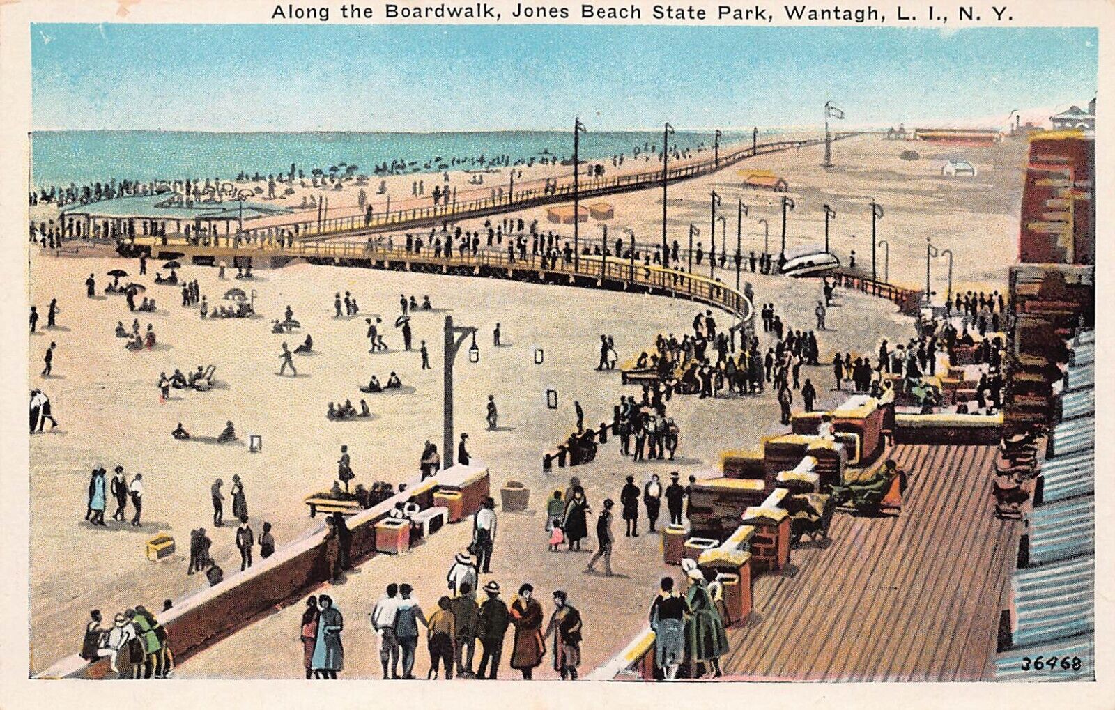 Wantagh NY New York Jones Beach Boardwalk 1920s Long Island Vtg Postcard C45