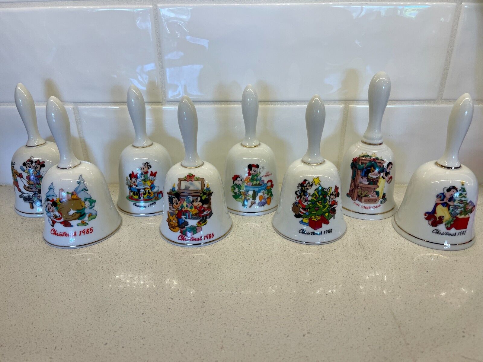 RARE lot of 8 Disney Christmas  Limited Edition numbered ceramic Bells VTG 80-90
