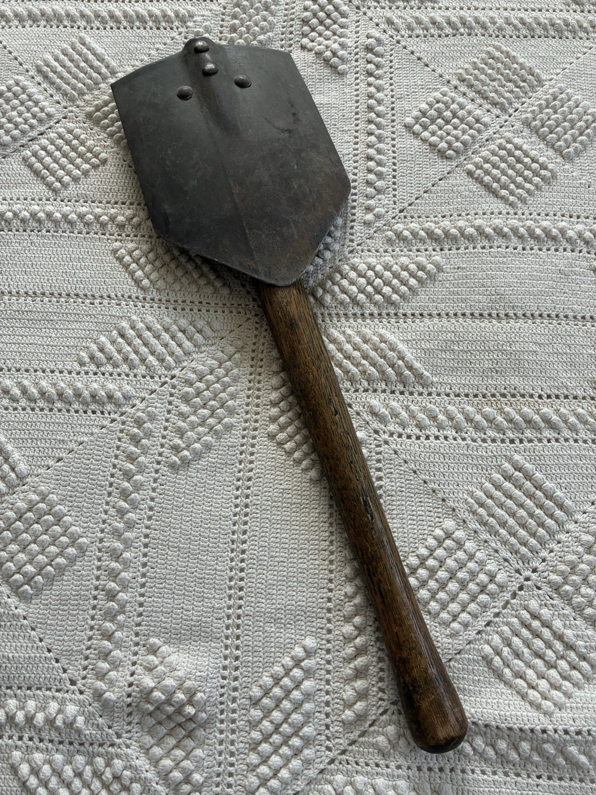 U.S. Military Vintage WW2 Entrenching Tool Shovel Marked U.S. Wood 1945