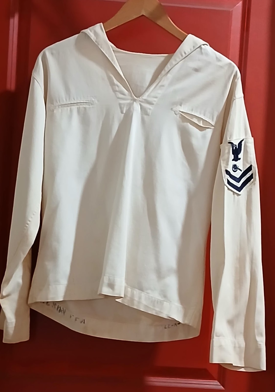 VTG 40s WW2 MACHINIST MATE  US Navy White Cotton Twill CRACKERJACK TOP 70 M