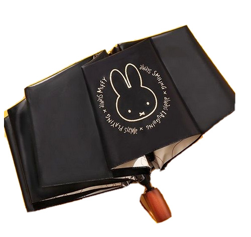 New Japan Miffy Rabbit  Black Folding Umbrella Sun Rain UV Water Repellent Long