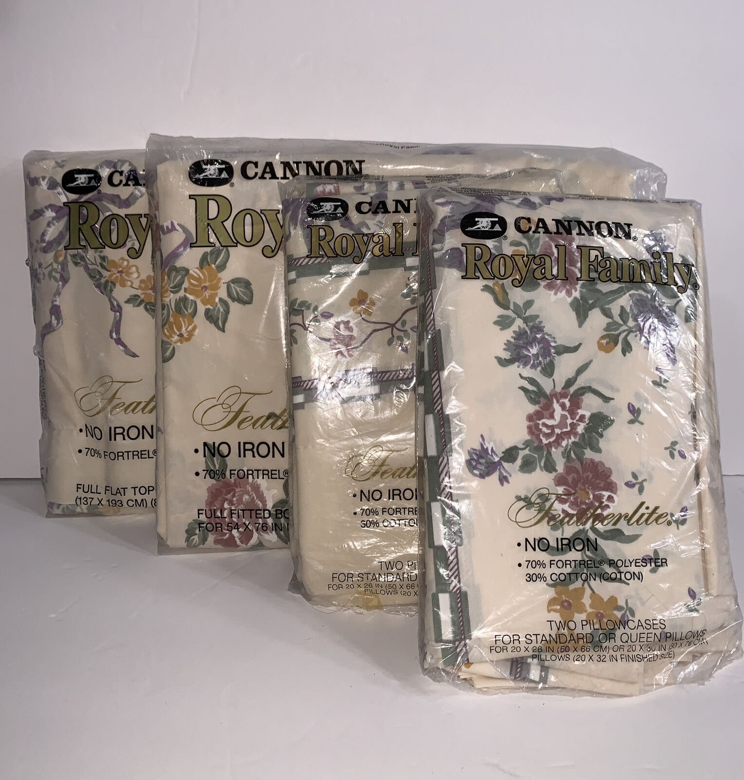 VTG NOS Cannon Royal Family Featherlite Bellissima Sheets And Pillowcases USA