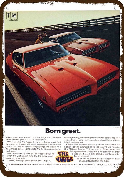 1969 PONTIAC JUDGE GTO & GTO Car Vintage-Look DECORATIVE REPLICA METAL SIGN