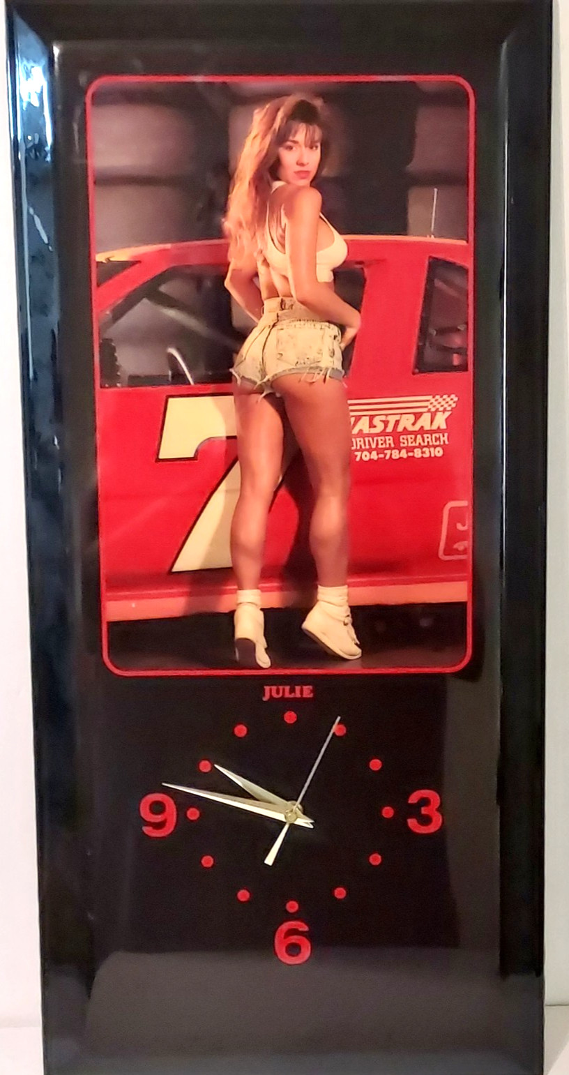 Vintage Julie  Pinup Girl Wall Clock New, Racing Beauty 23