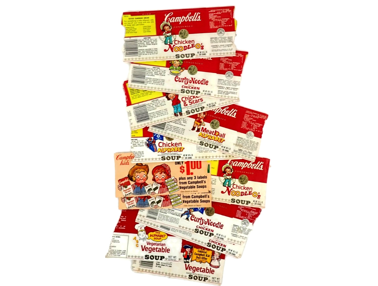 Vintage Lot Campbells Soup Labels Advertisements & Coupons w/Campbell Kids