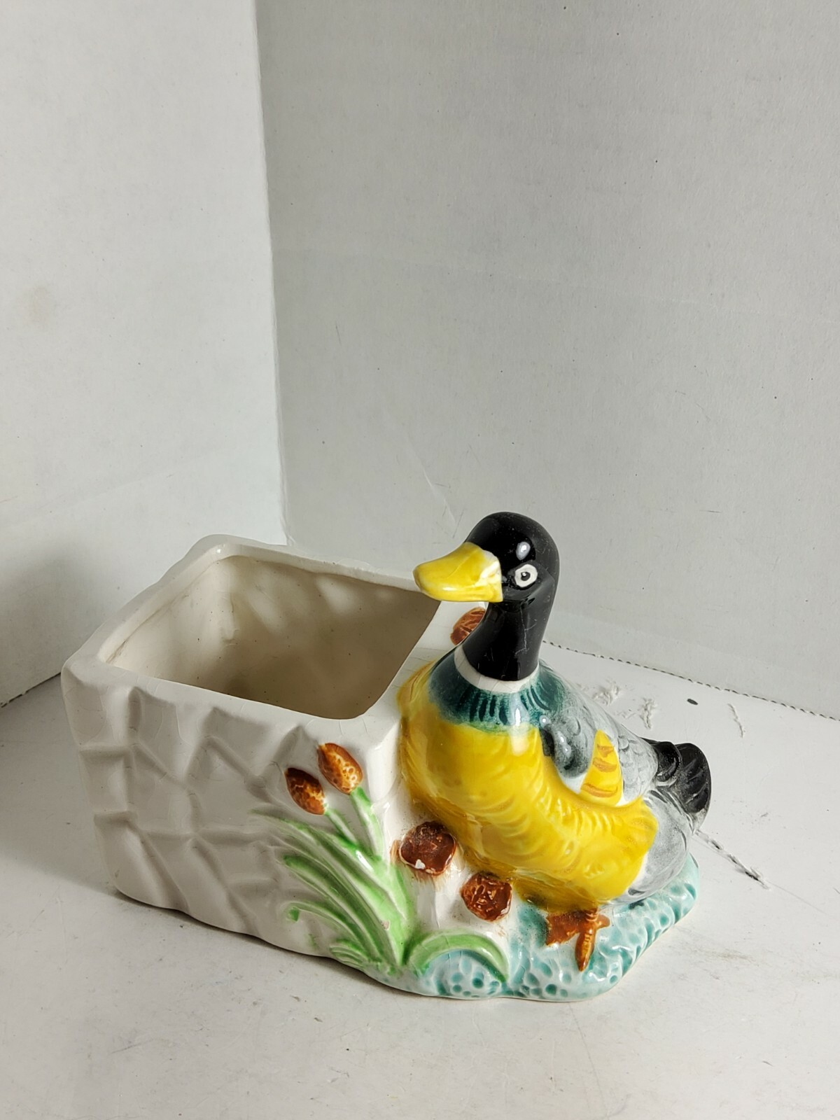 Mallard Duck Figural Planter  Small Hand Painted Ceramic - Made in Japan
