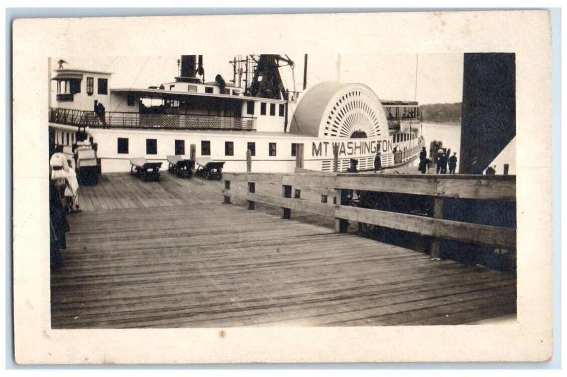 c1920's Mt. Washington Steamship Boat Dock View RPPC Photo Unposted Postcard