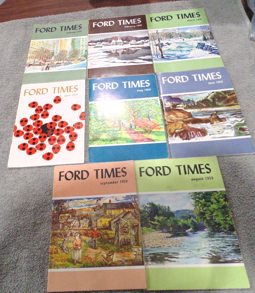 Ford Times, Lot of (8), 1959, Magazine, HB Riley Motor Co, Fairbury, NE, Mustang