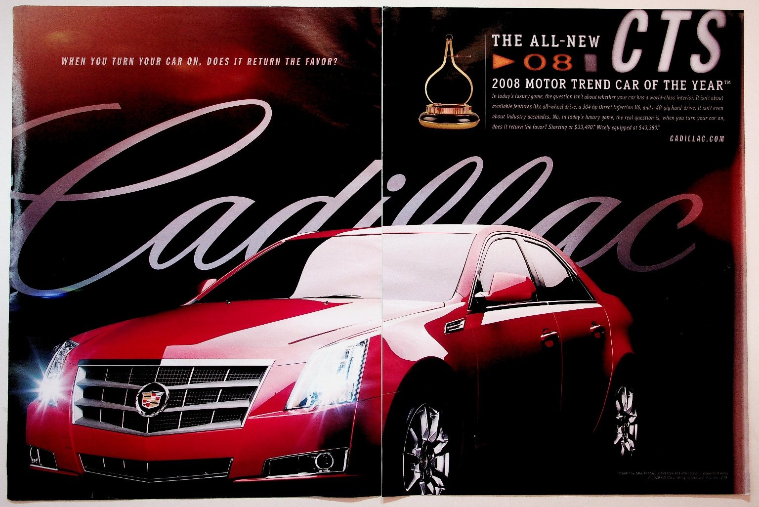 2008 Cadillac CTS Motor Trend Car of Year Original Magazine Ad Ephemera