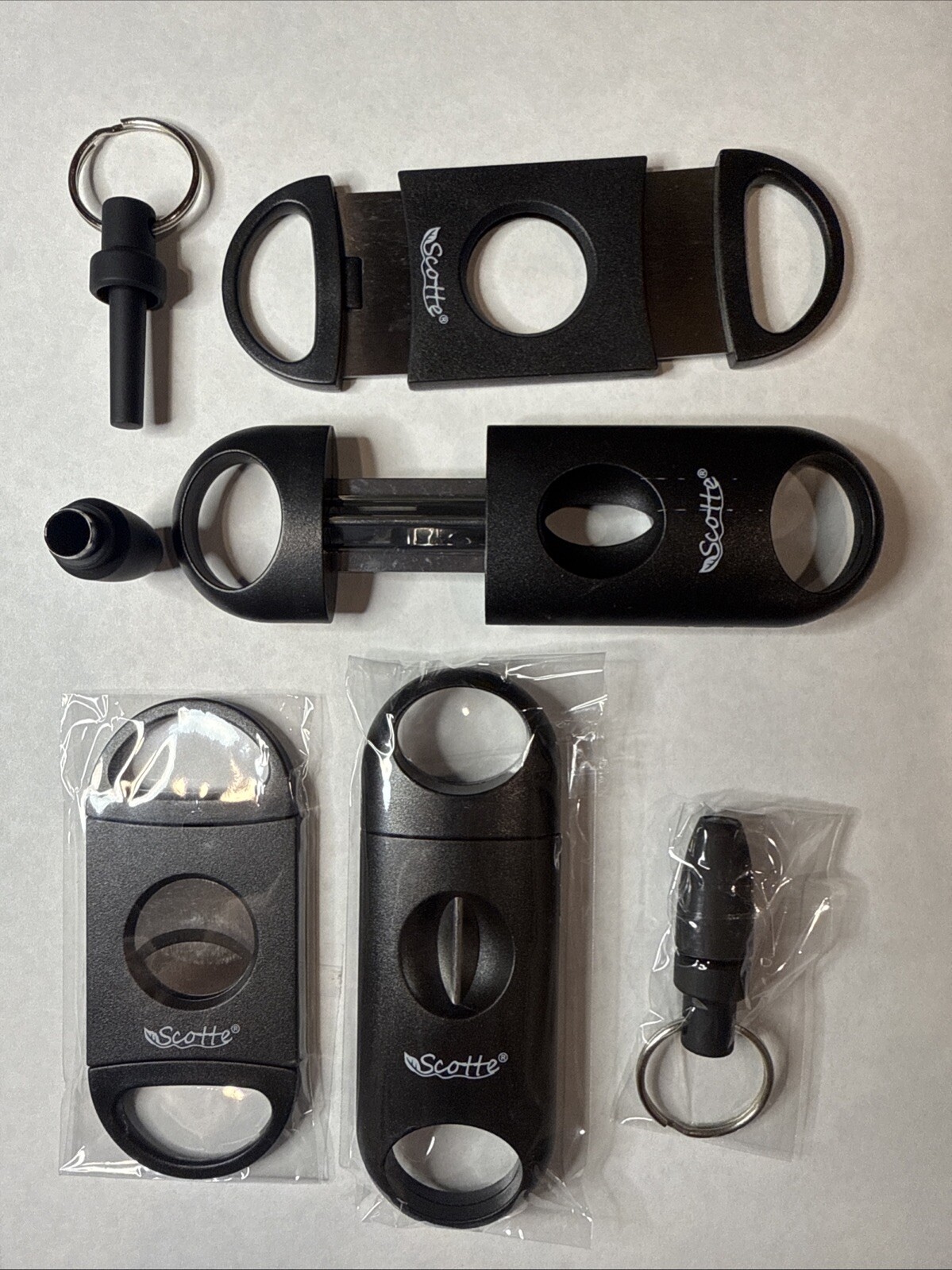 6 Cigar Cutters - Brand New Guillotine, V-Cut, Punch Cut Stainless Steel Scotte